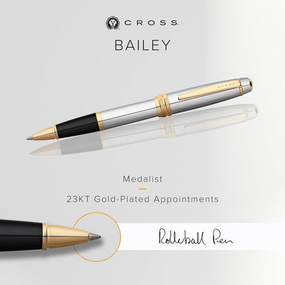 Cross Bailey Matte Red Lacquer Rollerball Pen - Refillable Pen for Smooth Writing - Well-Balanced, Distinctive Design - Easy Handling - Comfortable Grip - Gift-Ready Black Ink