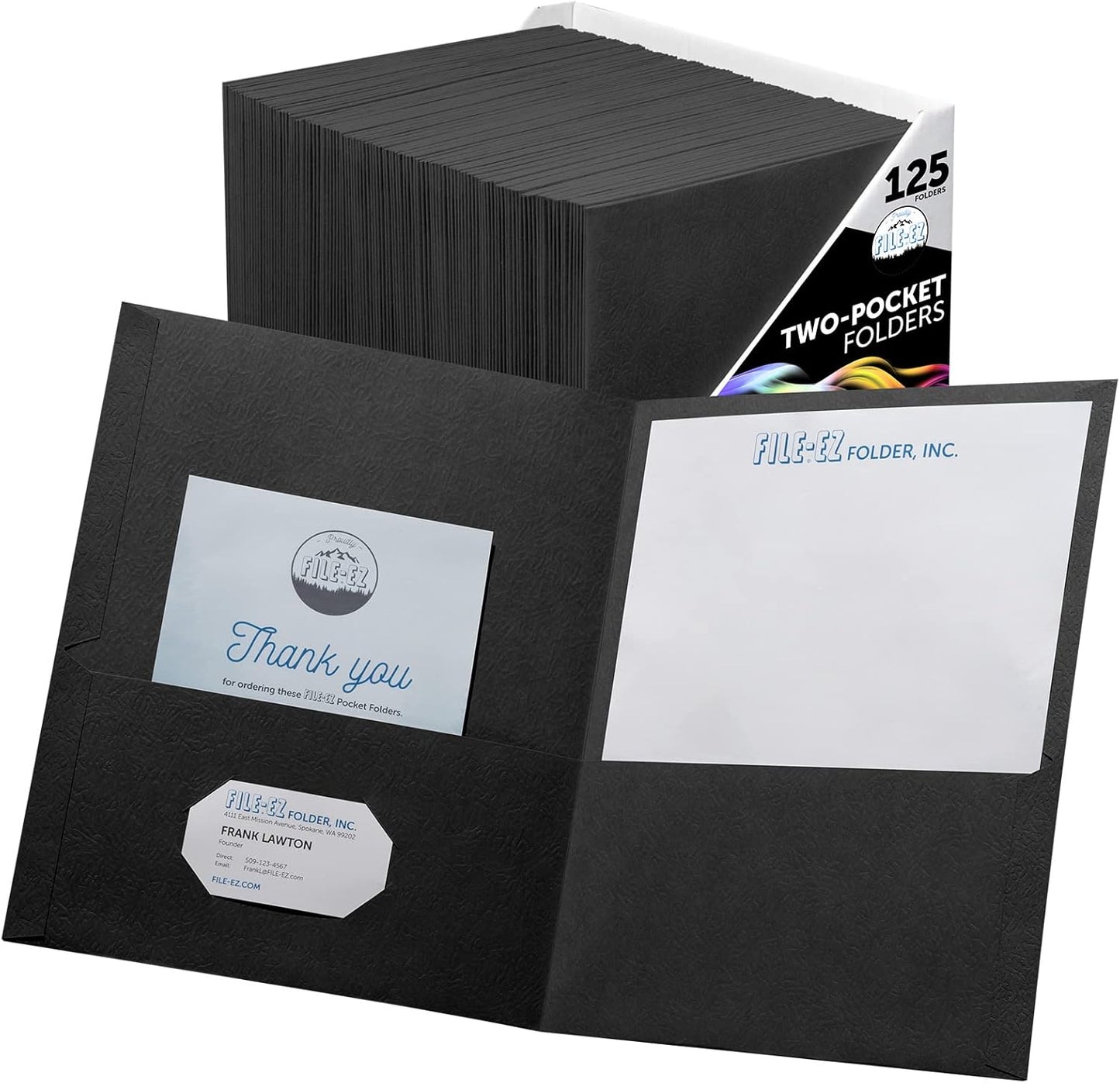 FILE-EZ Two-Pocket Folders, Navy Dark Blue, 25-Pack, Textured Paper, Letter Size (EZ-32523)