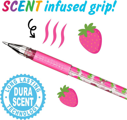 Glitter Gel Smens - Patented Gourmet Scented Colored Glitter Gel Ink Pens, Medium Point, 8 Count - Fun, Cute, Cool, Smelly Pens for Kids