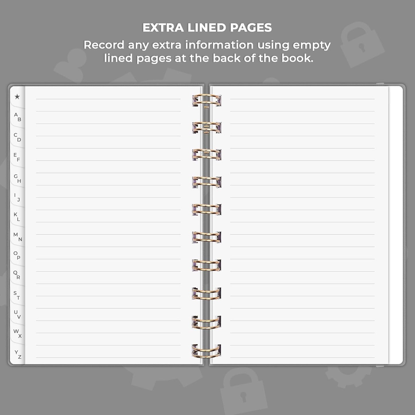 Clever Fox Password Book Spiral – Internet Address & Password Organizer with Laminated Alphabetical Tabs – Password Keeper Journal – Hardcover, Medium Size, 6.1x7.7” (Mystic Blue)
