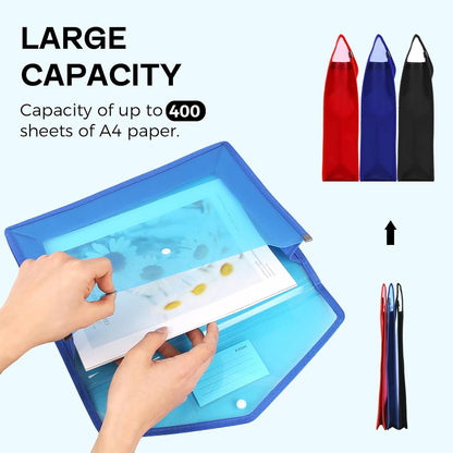 Plastic Expanding File Folder, Folders for Documents, Transparent Envelopes with Elastic Closure, File Folder Organizer Holder, Large Capacity, Fit Letter/A4 Size (2Pcs)