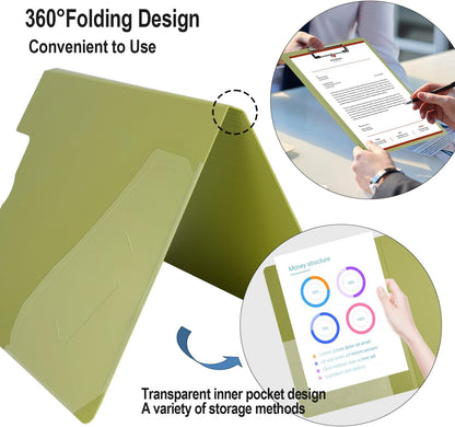 Clipboard Folder, A4 Foldable Clipboards with Pocket, File Cover Office Folder Clipboard, 360 Degree Foldable Storage Clipboards for Office, School or Medical Field, Blue