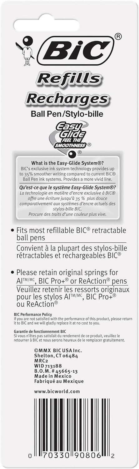 BIC Pen Refill for Wide Body/Velocity/Clear Click, Medium Point, Pack of 2, Blue - MRC21-B-BLU