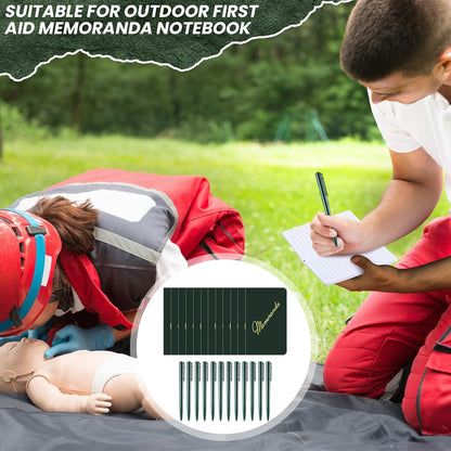 Faccito Memoranda Notebook and Pen Set Green Military Memorandum Book 3.3" x 5.5" Mini Utility Notepad Military Memo Book for Outdoor Recording Ranger School First Responder(12,Simple Style)