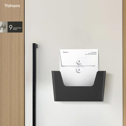 YOHOM No Drilling File Holder Wall Mails Magazines Organizer Adhesive Door Mount, Single Pocket(WHITE, 1 PCS)
