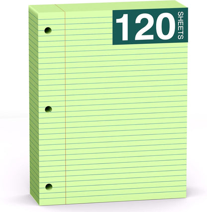 Note Pads 8 X 10.5 Loose Leaf Paper, 120Sheets, 3 Hole Punched Lined Paper, College Ruled 8 X 10.5 Notebooks, 10-1/2" X 8 Binder Writing Pads, Filler Paper For Engineering, Office, School Supplies