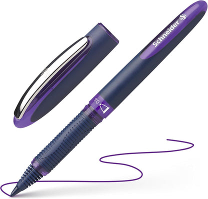 Schneider One Business Rollerball Pen, 0.6 mm Ultra-Smooth Tip, Blue Barrel, Black Ink, Box of 10 Pens (183001)