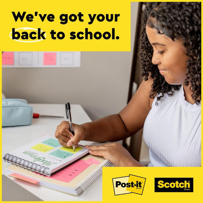 Post-it Super Sticky Notes, 5 Sticky Note Pads, 3 x 3 in., School Supplies, Office Products, for Vertical Surfaces, Monitors, Walls and Windows, First Snow White