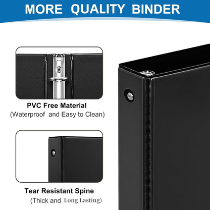 1/2 Inch 3-Ring Binder, 0.5-inch Round Ring Binder with 2 Inside Pockets, 12 Pack White Binders, Clear View CoverBinder Holds 8.5'' x 11''Paper for Office/Home/Back to School