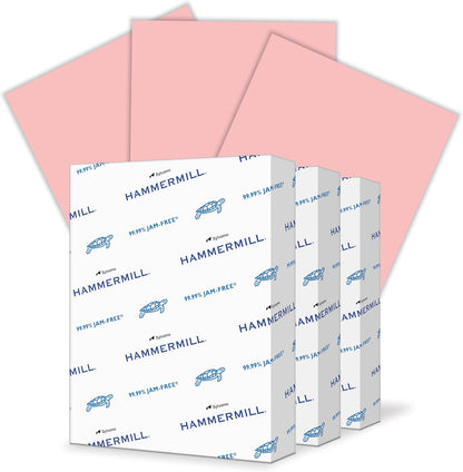 Hammermill Colored Paper, 20lb Pink Printer Paper, 8-1/2 x 11- 1 Ream (500 Sheets) - Made in the USA, Pastel Paper, 103382R