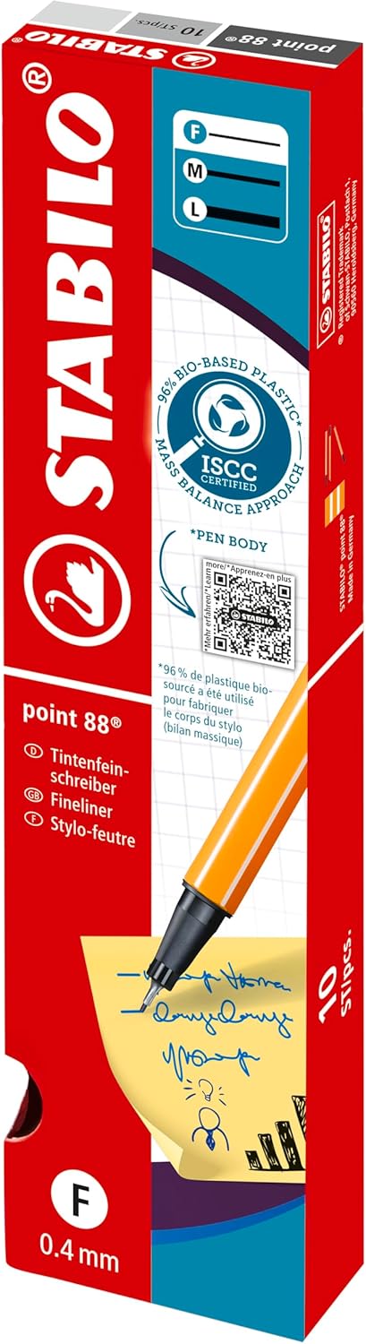 Fineliner - STABILO Point 88 - Pack of 10 - Red