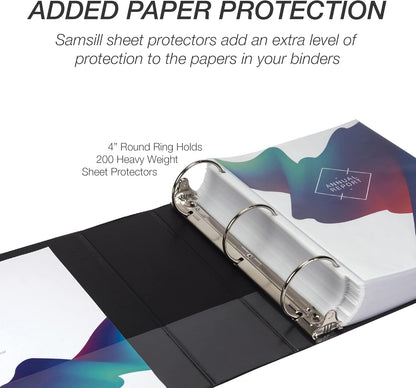 Samsill 1.5 Inch 3 Ring Binders, Economy Round Ring, Clear View Cover, 325 Sheet Capacity - for School, Home, Office - White, 4 Pack