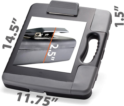 Officemate Portable Clipboard Storage Plastic Case for A4 Sizes, Charcoal (83301),11-3/4"w x 1-1/2"d x 14-1/2"h