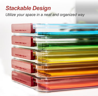 CATOOMUU 2 Pcs 5.5qt 9 x 13 Plastic Portable Project Case With Snap-Tight Latch Clear Stackable Storage Box With Lids Organizer Container For A4 File Photo Documents Scrapbook Craft Art Supplies