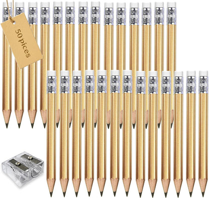 Adhere 25pcs Golf Pencils with Eraser Pre sharpened Hexagon half Wooden Pencils Graphite 2B for Golf Event Scoring,Classroom,Wedding,Company Meetings,Pew, Pocket (Nature)