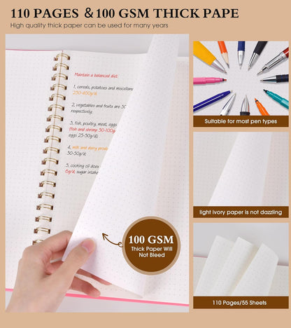 Spiral Notebook Journal 8.5” x 11”, A4 Large Pink Notebooks for Women Men, College Ruled Lined Journal, 100 GSM Paper, Plastic Hardcover Spiral Bound Journals for Work School Note Taking Business