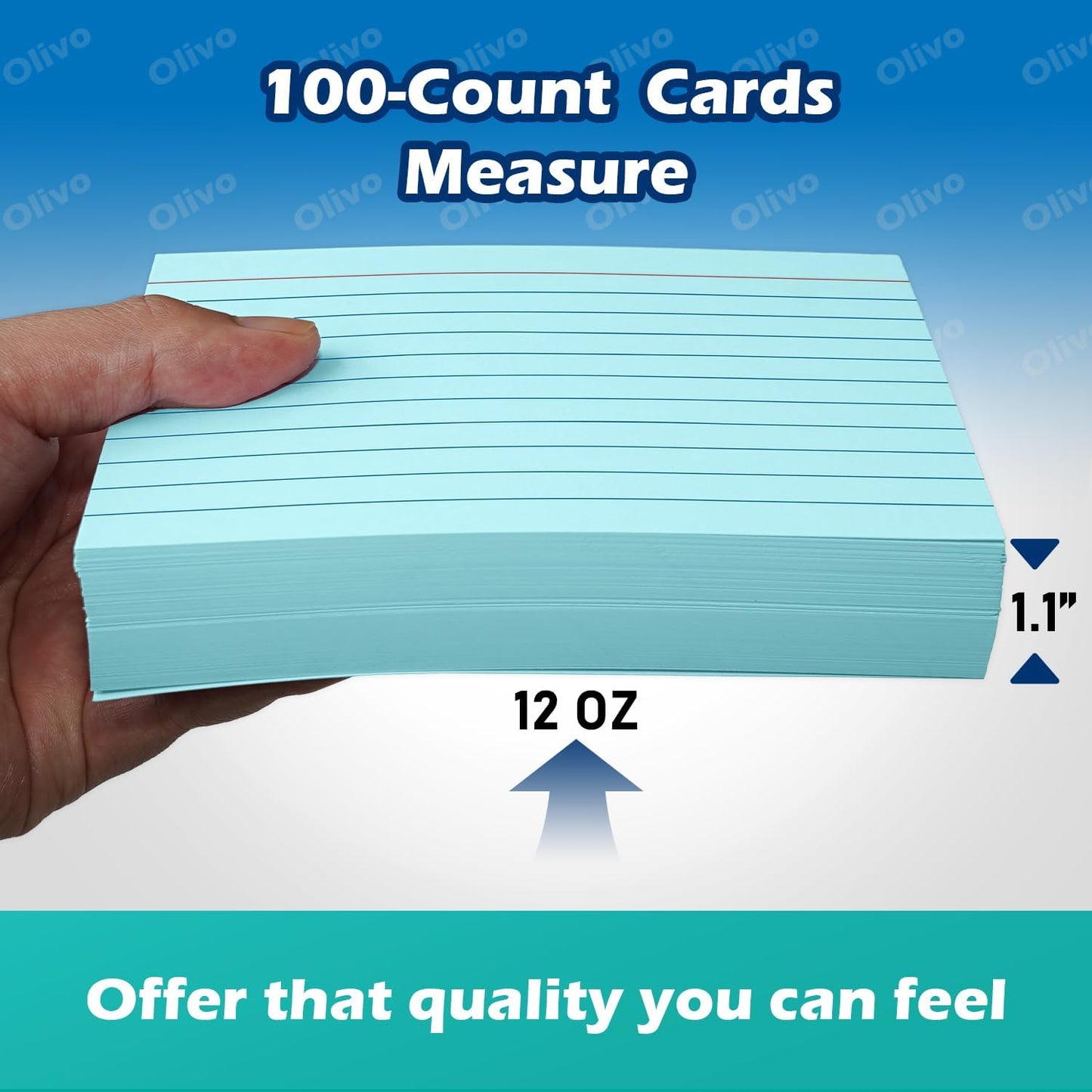 Index Cards 4x6 Lined Ruled Flash Note Cards 4" x 6", White, 100 Count, 220 GSM Heavy Weight