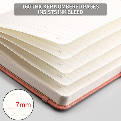AHGXG 8.5''×11'' Notebook College Ruled - Large A4 Notebook Lined Journal - 320 Pages Thick Journal for Writing, 100gsm Thick Paper, Leather Softcover, for Work School - Black