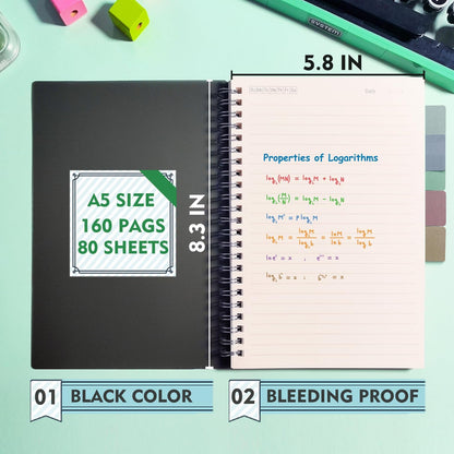 OWSC 4 Pack Lined Spiral Notebook, 5.9 x 8.3 Inches Notebooks for Work, School and Journal with 110 GSM Thick Paper, Small Notebook with 80 Sheets/160 Pages, Notebooks College Ruled for Note Taking