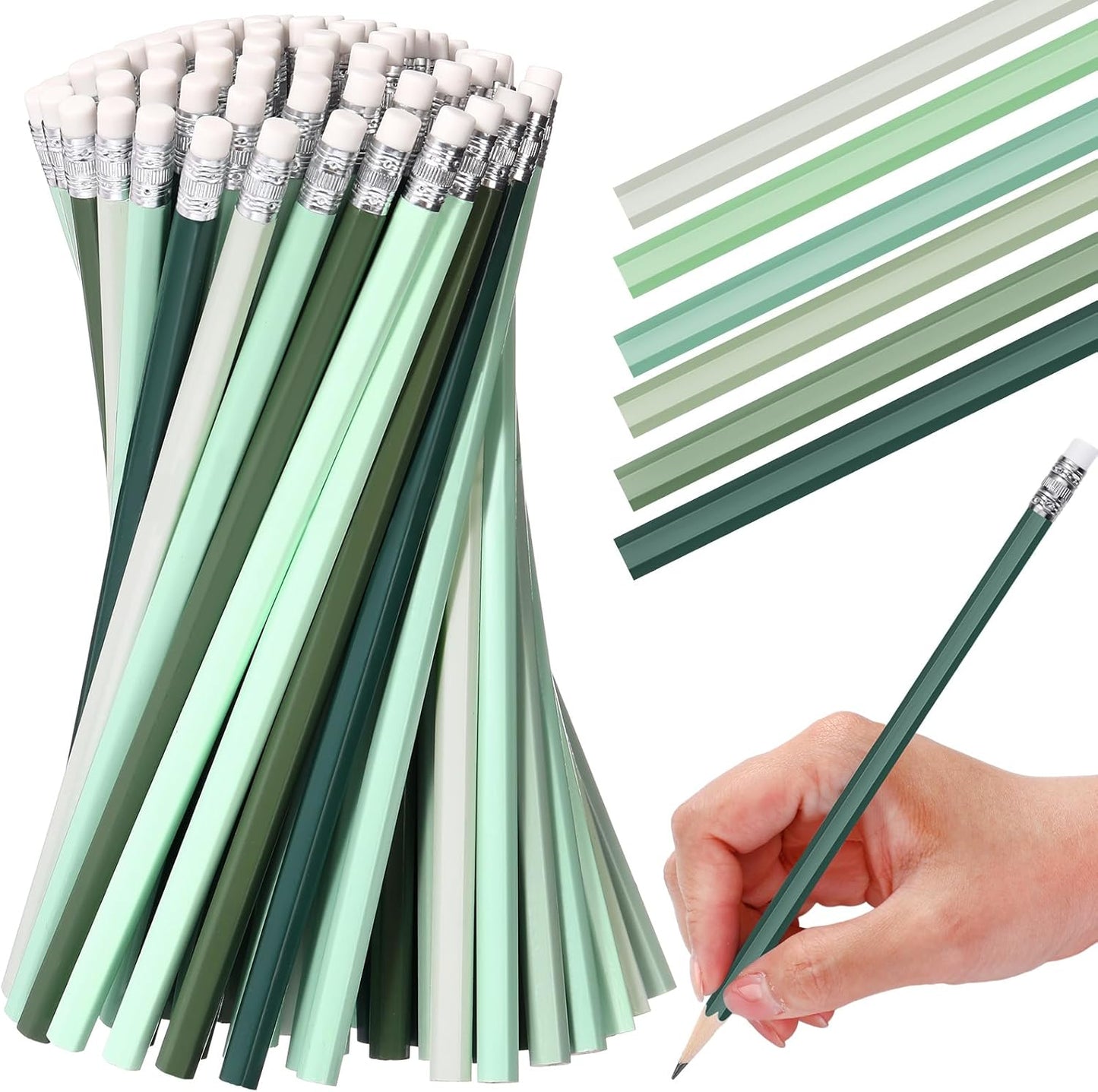 TecUnite 120 Pcs #2 HB Pencils with Eraser No 2 Unsharpened Wooden Hexagonal Pencils for Adults Gifts for School Exam art Learning Office Sketching(Rainbow Colors)