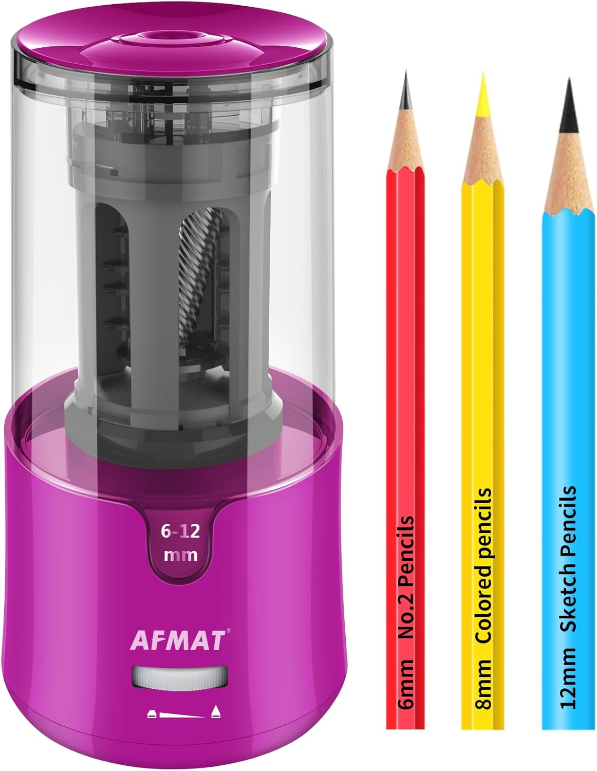 AFMAT Electric Pencil Sharpener, Auto Stop, Super Sharp & Fast, Electric Pencil Sharpener Plug in for 6-12mm No.2/Colored Pencils/Office/Home PS94