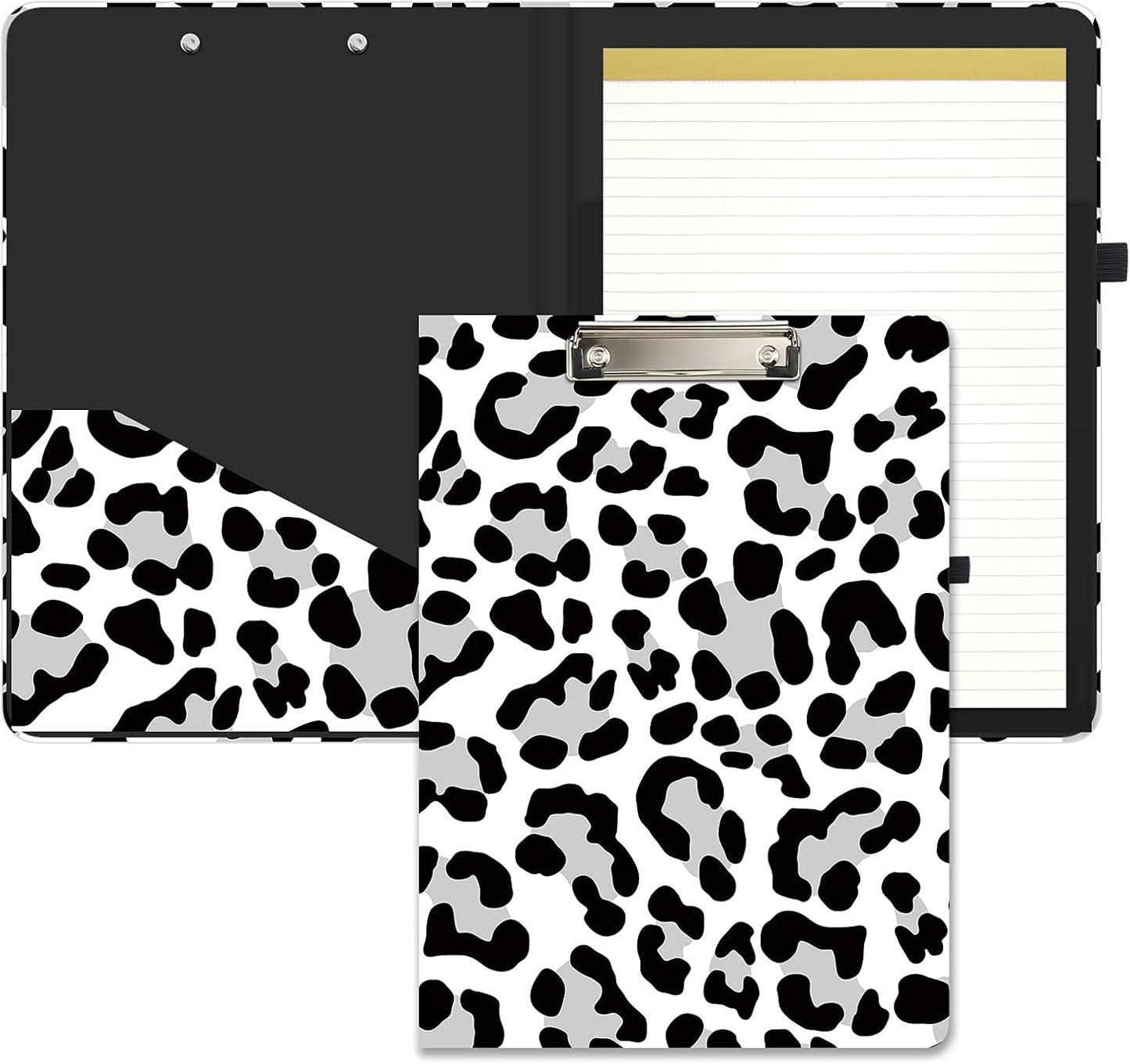 Hongri Clipboard Folio with Refillable Lined Notepad and Interior Storage Pocket for Students, Classroom, Office, Women, Man, Cute Custom Pattern, Size 12.8 x 9.2 in, Classic Flower
