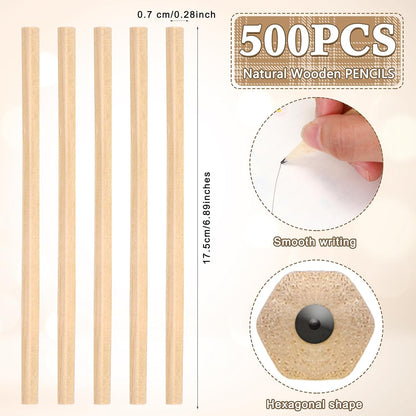 Fumete 100 Pieces Wooden Pencils Bulk No Eraser Hexagonal HB Graphite Unsharpened Natural Wood Pencils Without Erasers Classroom Gifts for Students Bulk Goodie Bag Stuffers