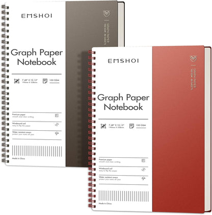 EMSHOI Dotted Journal Spiral Notebook 5.7" x 8.22" - 4 Pack 640 Pages 100gsm Thick Paper, A5 Dot Grid Notebook, Plastic Hardcover Dotted Notebook for Journaling Writing
