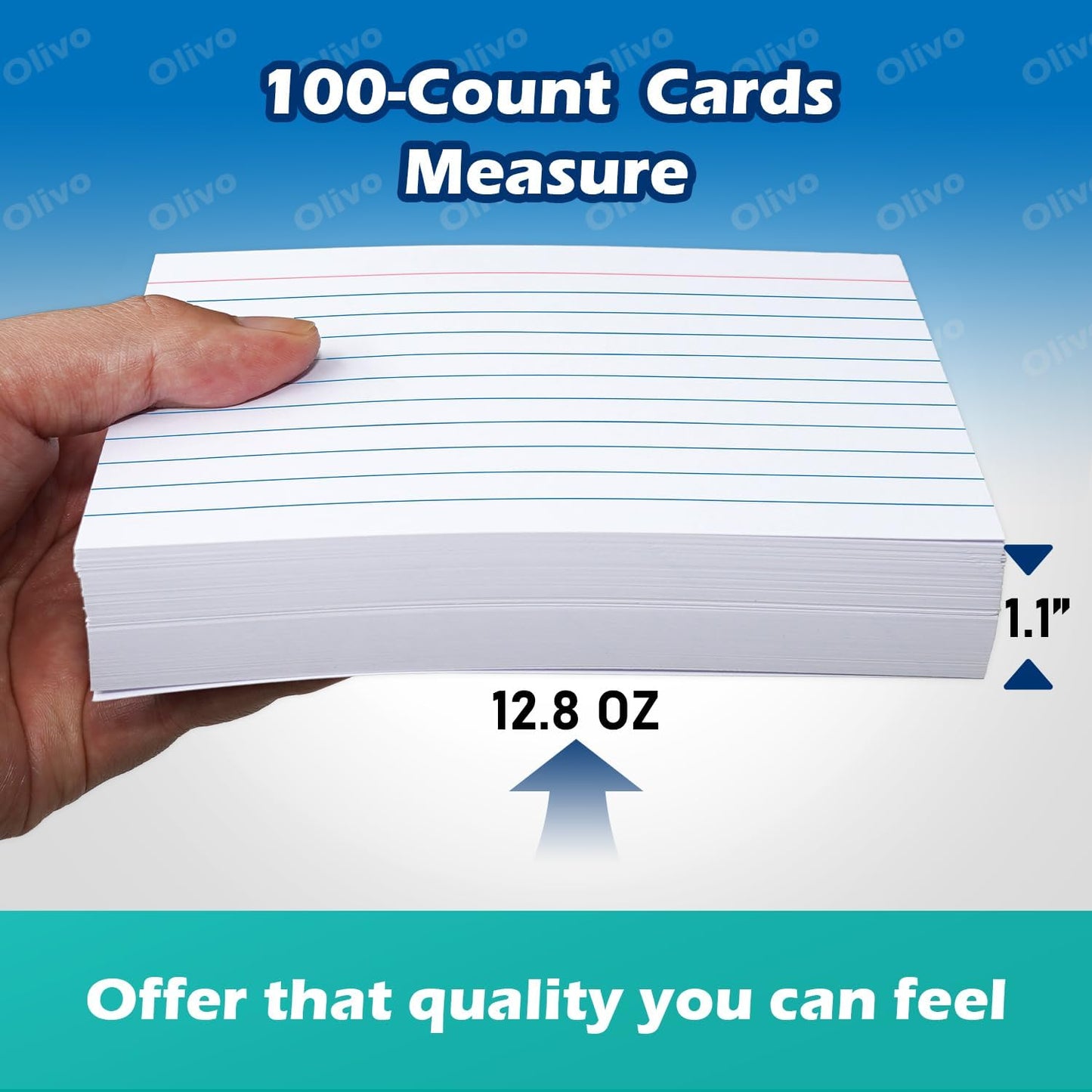 Index Cards 4x6 Lined Ruled Flash Note Cards 4" x 6", White, 100 Count, 220 GSM Heavy Weight