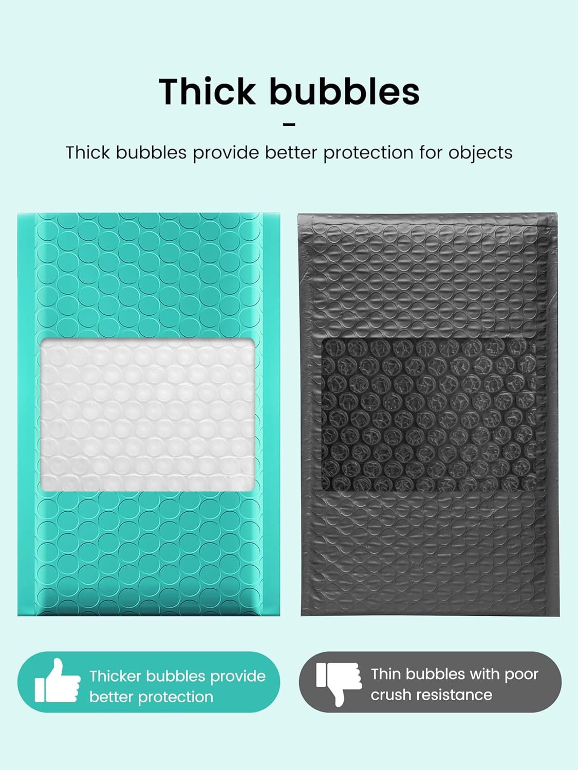 GSSUSA Black Bubble Mailers 4x8 Inches 50 Pack, Usable Size 4X7" Bubble Envelopes for Small Business, Padded Envelope, Shipping Mailers, Packaging Bags, Mailing Envelopes, Shipping Supplies