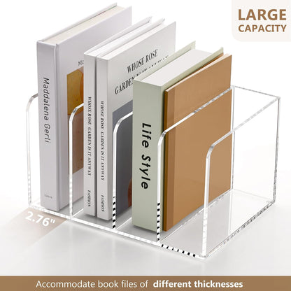 SANRUI 2-Pack Acrylic Magazine File Holder Desk Organizer Magazine Rack, Clear, Vertical File Sorter Holders, 9.45" D x 3.54" W x 10.24" H