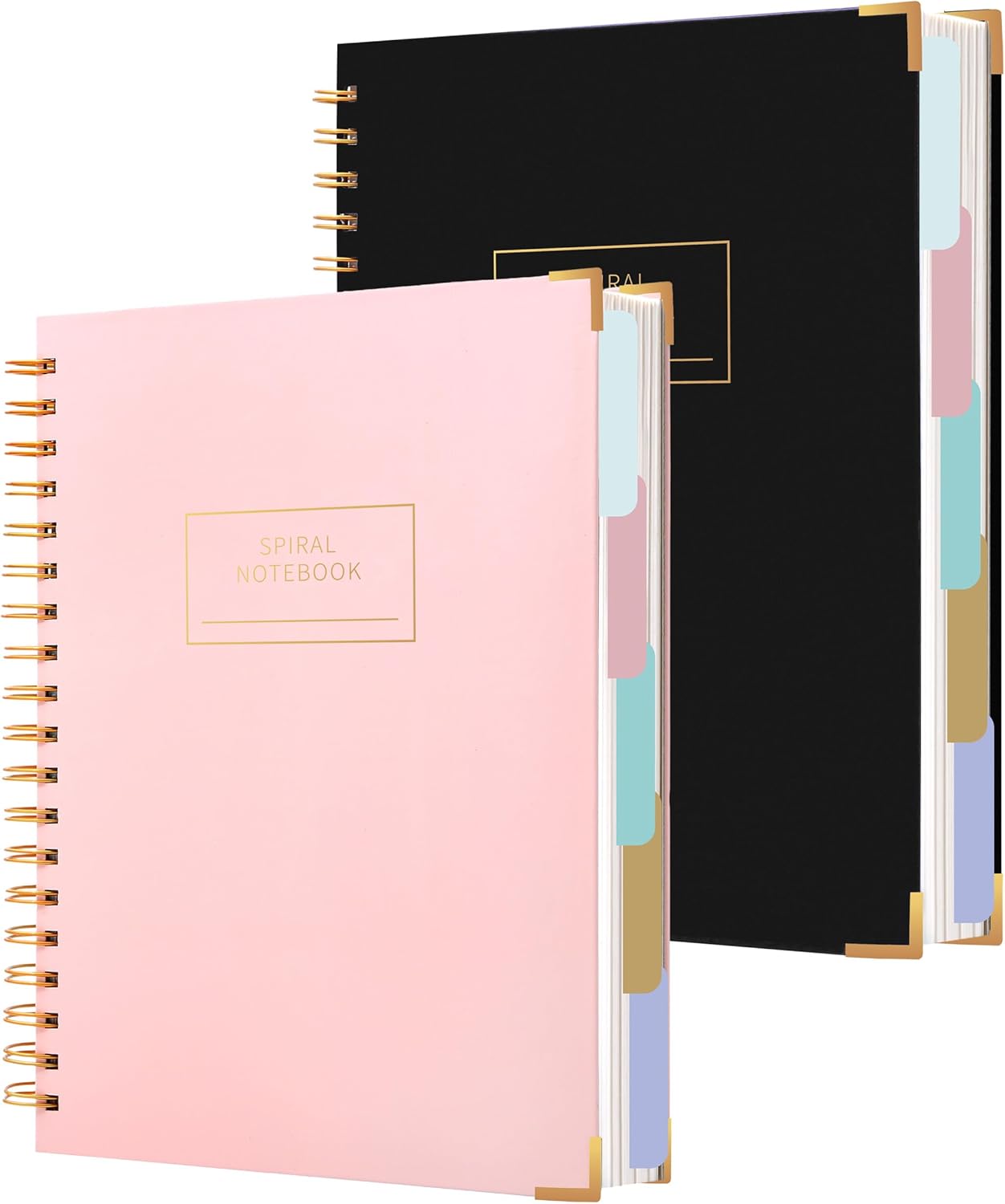 Hardcover Spiral Notebook with Tabs 8"x10" Large Spiral Lined Journals for Women with Dividers 240 Pages College Ruled Composition Notebook 5 Subject Notebook for Work, Back to School, Gifts, Purple