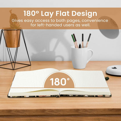Taja Pretty Lined Journal for Women, Aesthetic Cute Hardcover Leather Journal for Writing, A5 College Ruled Notebook for Work & Note Taking, Perfect for Office School Home, 160 Pages, Meadow Flowers