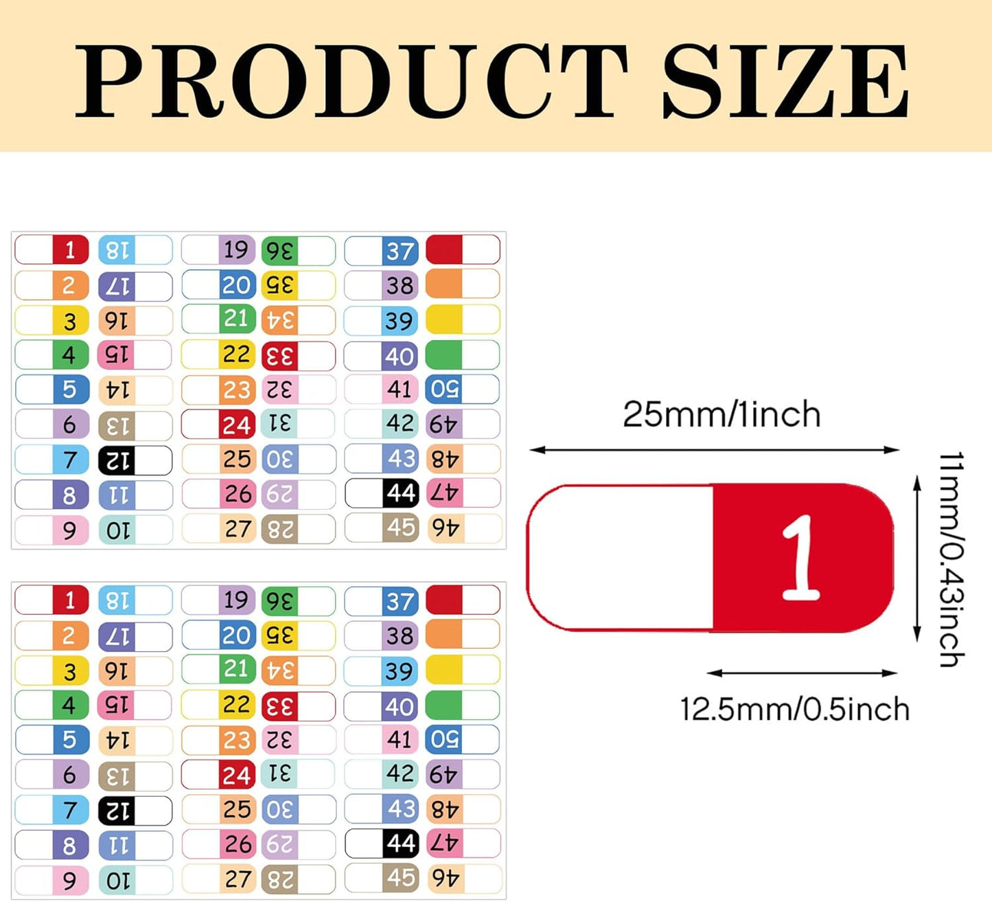 Number Index Labels Multicolor Alphabet Tabs 1-50 Tab Dividers Stickers for 3 Ring Binders Notebook Classify Files Contents Page Address Book Folder (1-50)