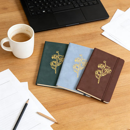 BOBO RABBIT 3 Pack Pocket Notebook Journals Mini A6 Sunflower Floral Notepads Total 600 Pages Aesthetic Hardcover College Ruled Lined Notebooks for Note Taking Travel Office School Supplies, 3.7"x 5.7"
