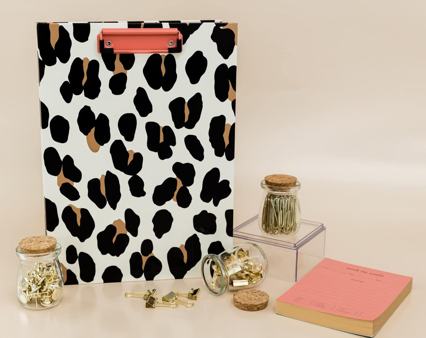 Kate Spade New York Clipboard Folio with Low Profile Clip, Black Professional Padfolio Includes Lined Notepad, Pen Loop, and Pocket, Polka Dots