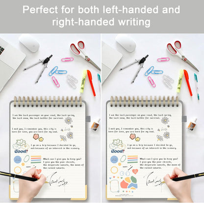 A5 Top Spiral Notebook, Large Leather Hardcover Top Bound Steno Pads, 240 Pages 100 gsm Thick Lined Paper Left Handed Notebook Journal for Work, School, Meeting Writing - Brown, 5.9" x 8.5"