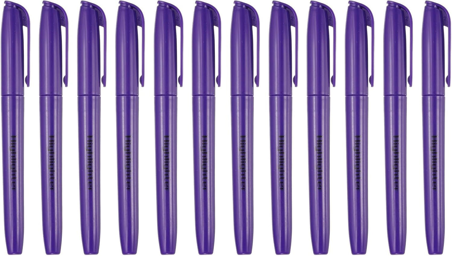 PATIKIL Purple Highlighter, 12 Pack High Lighters No Bleeds Highliters Pens Neon Clear View Bright Quick Dry Pocket Marker Pen Sticks Chisel Tip Cute for Books Office Adults Classroom