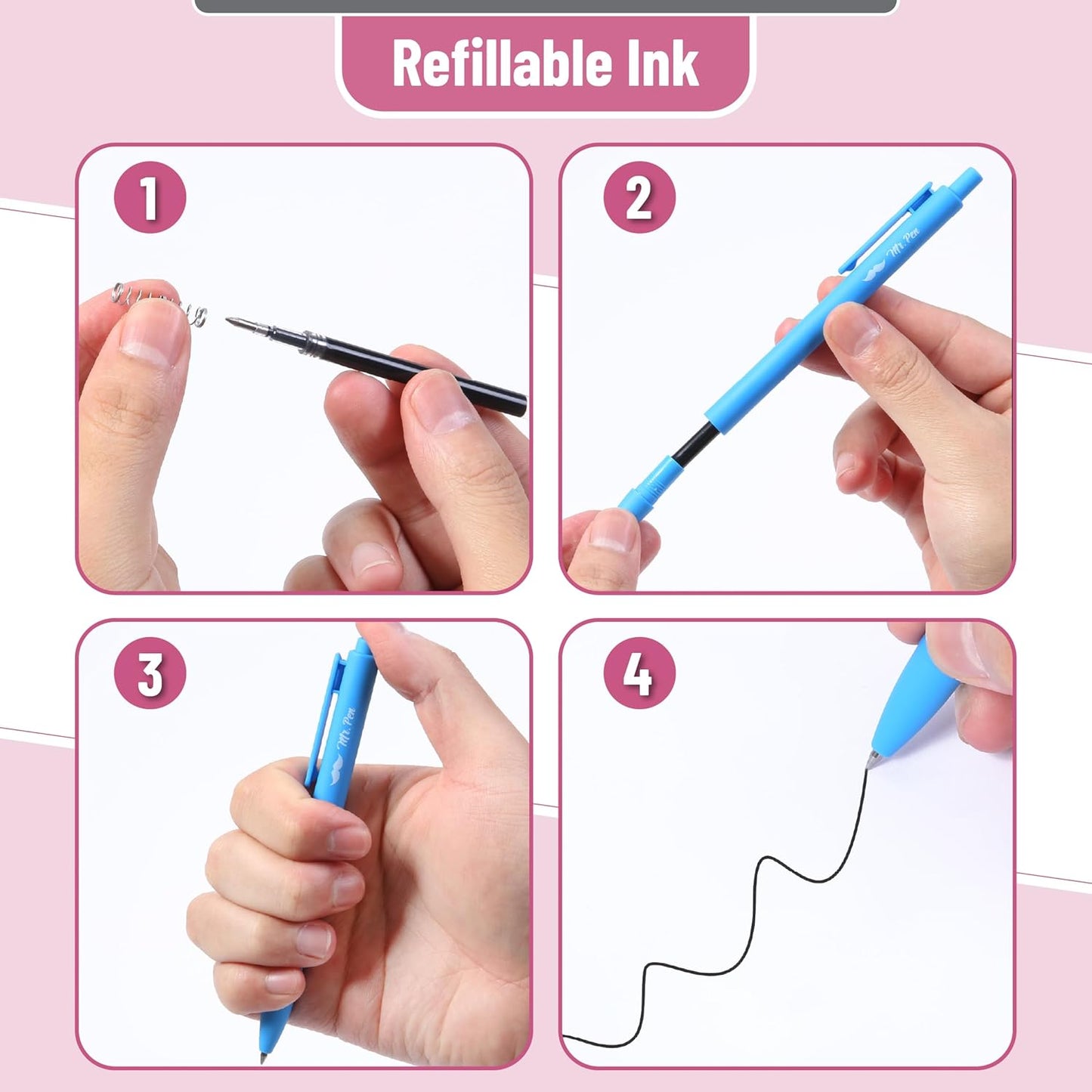 Mr. Pen- Retractable Gel Pens, 12 Pack, Colorful Ink, Fine Point 0.7mm, Fast Dry, Smooth Writing, Cute Pens for Drawing, Writing Planner and School Supplies
