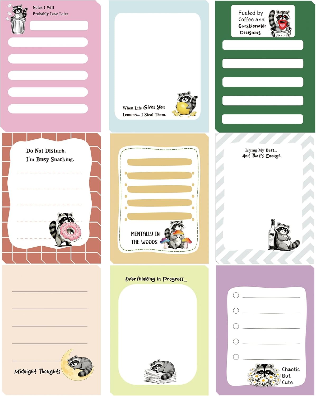Dumpster Fire Sticky Notes 9 Pack, Funny Dumpster Fire Notepads for Work Stress Relief, Cute Self-Stick Memo Note Pads for Office, Humorous Gifts for Coworkers Students School Office Supplies 3×3 Inch