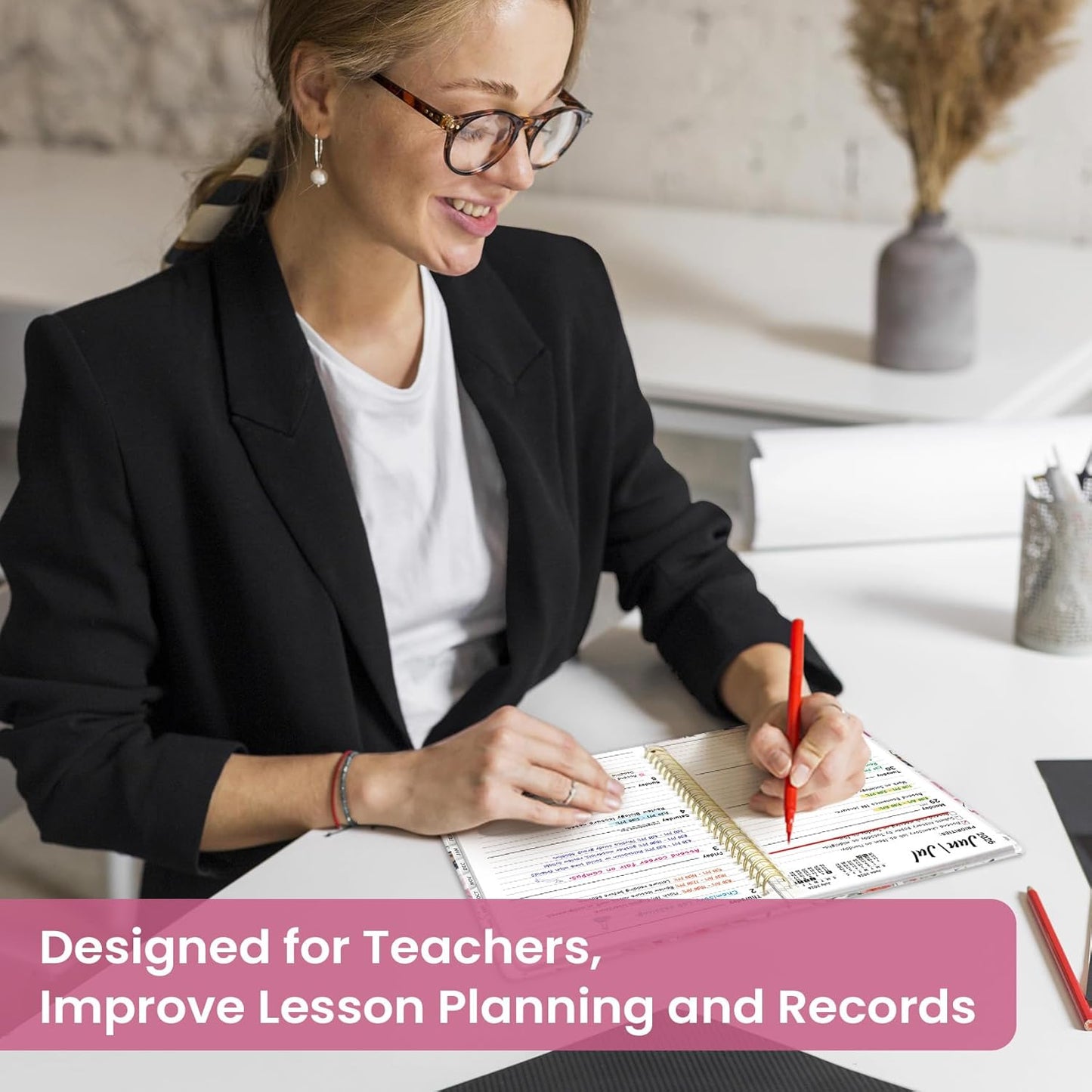 Planner 2026-2027, Academic Year Monthly and Weekly Calendar Planner, Jul 2026 - Jun 2027, Hardcover Teacher Student Planning Agenda book with Tabs, Perfect for School Office Supplies, 6.3" x 8.5" - Wildflowers