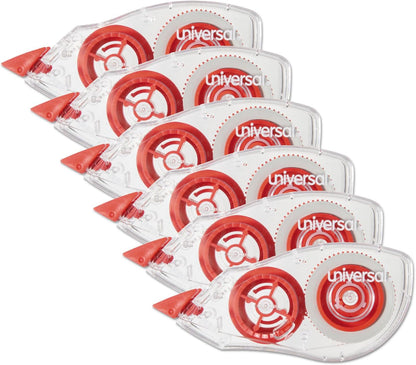 Universal 75606 Correction Tape with Two-Way Dispenser, Non-Refillable, 1/5-Inch x 315-Inch, 6/Pack