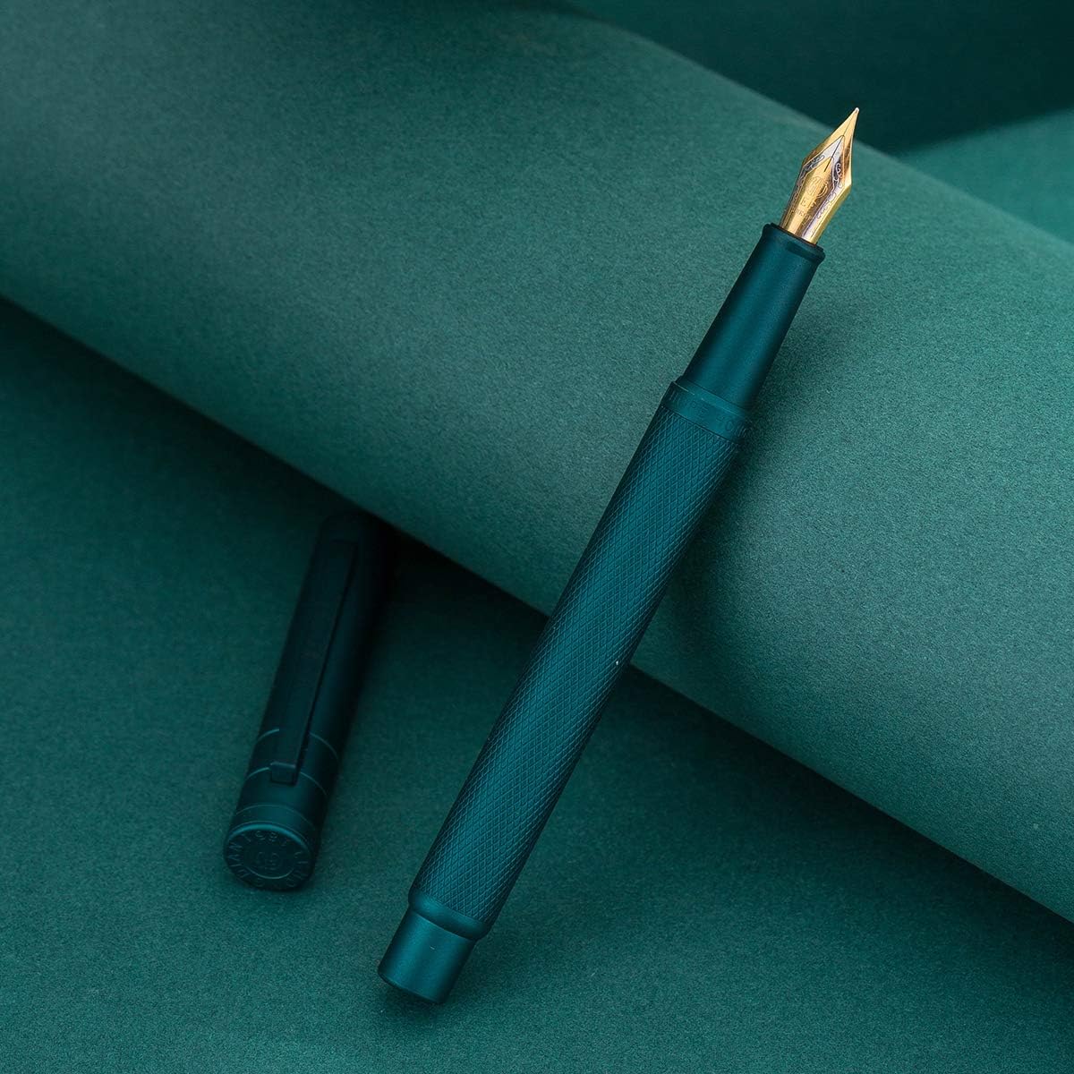 Hongdian Matte Black Forest Rollerball Pen with Schmidt Black Ink Refill, Classic Design with Metal Case for Business Signature