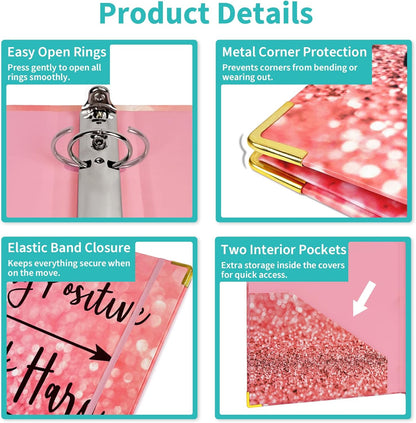 Binditek 3 Ring Binder 1 Inch, Letter Size, Binder Organizer with 5-Tab Dividers, 2 Interior Pockets, Low Profile Clip Cover, Label Stickers, 175 Sheet Capacity, Floral, 1 Pack