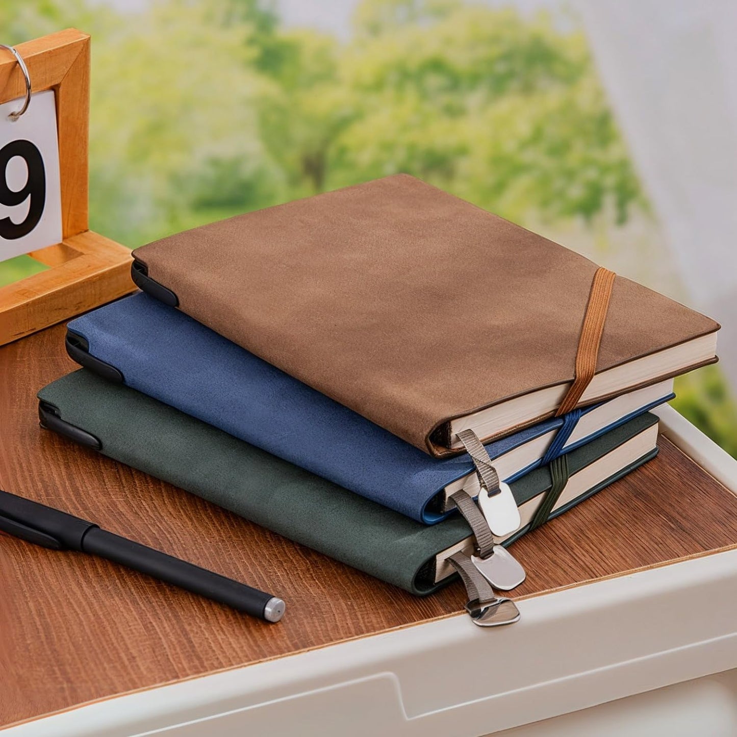 Faux Leather Notebook Journal - 200 Pages Lined Vegan Leather Journal for Writing, A5 Soft-Cover Journaling Notebook Gift Set with Pen for Travel, Office, Daily Writing