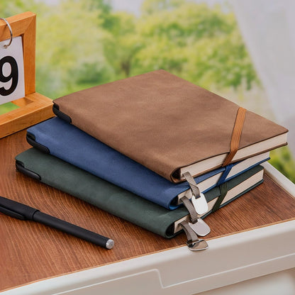 Faux Leather Notebook Journal - 200 Pages Lined Vegan Leather Journal for Writing, A5 Soft-Cover Journaling Notebook Gift Set with Pen for Travel, Office, Daily Writing