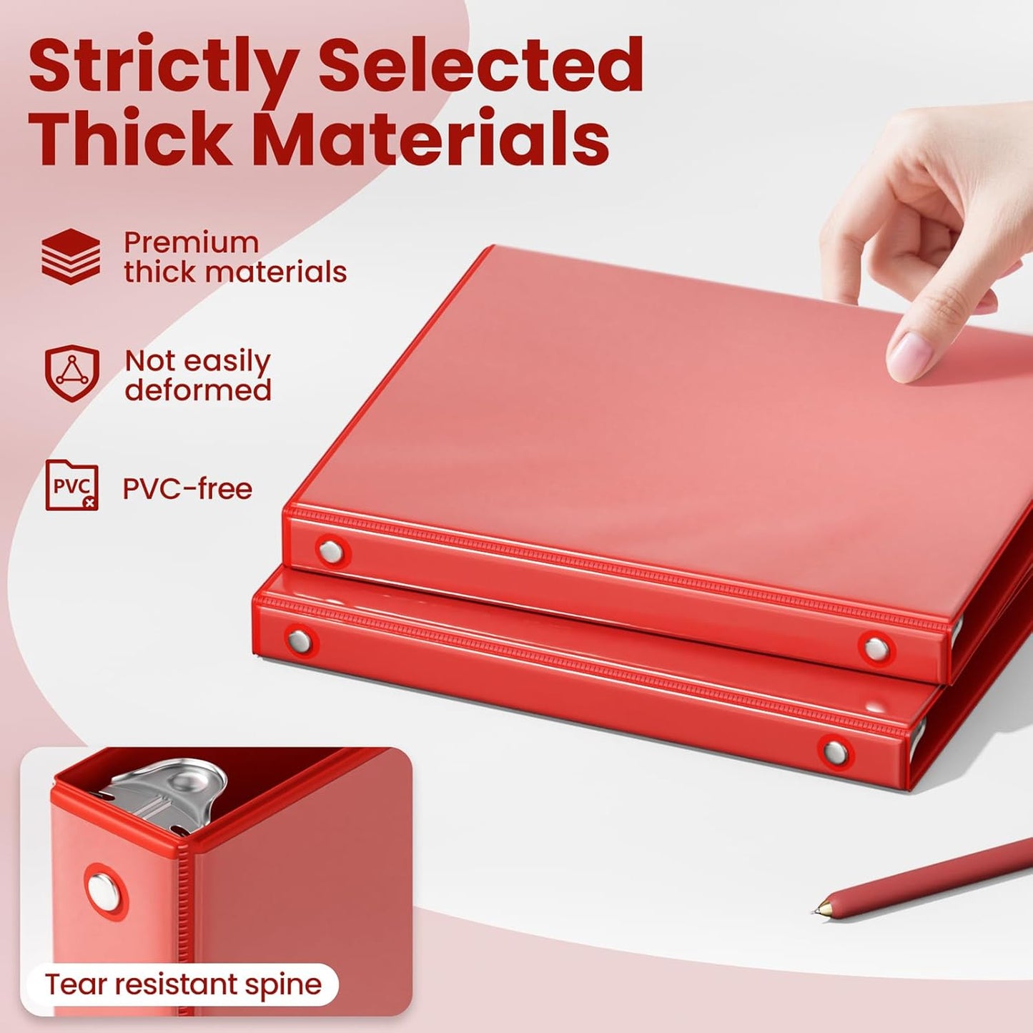 SUNEE 1 Inch Binders 3 Ring 6 Pack, Clear View Three Ring Binders PVC-Free (Fit 8.5x11 Inches) for School Binder or Office Binder Supplies, Classic 6 Colors