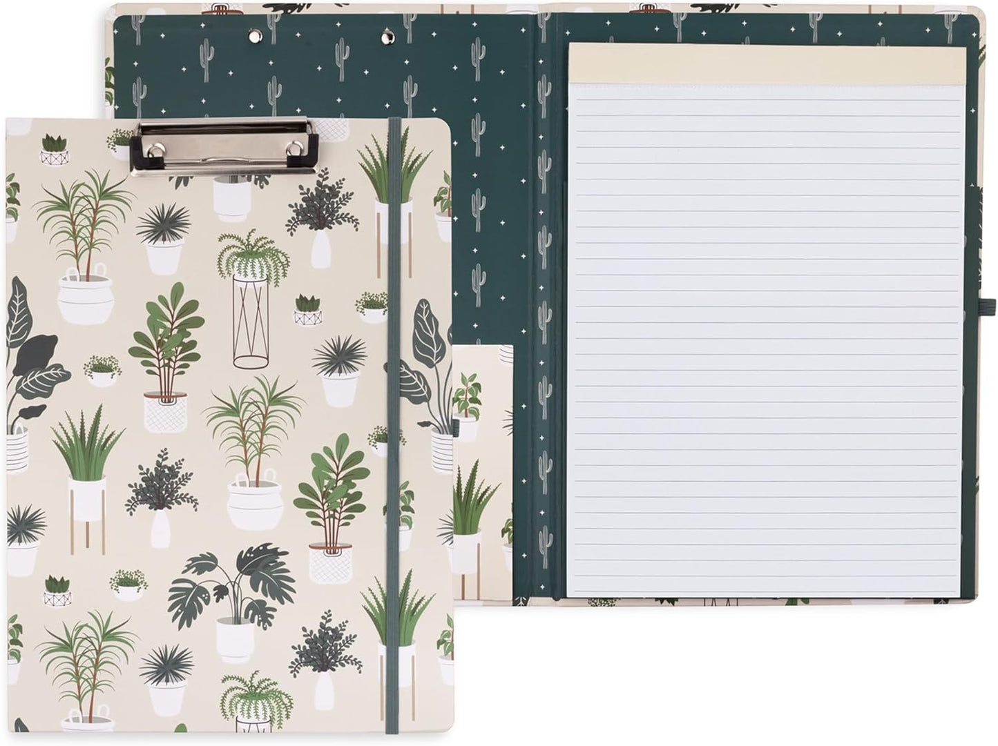 Steel Mill & Co Cute Clipboard Folio with Refillable Lined Notepad and Interior Storage Pocket, Floral Padfolio for Work, Garden Blooms Cream