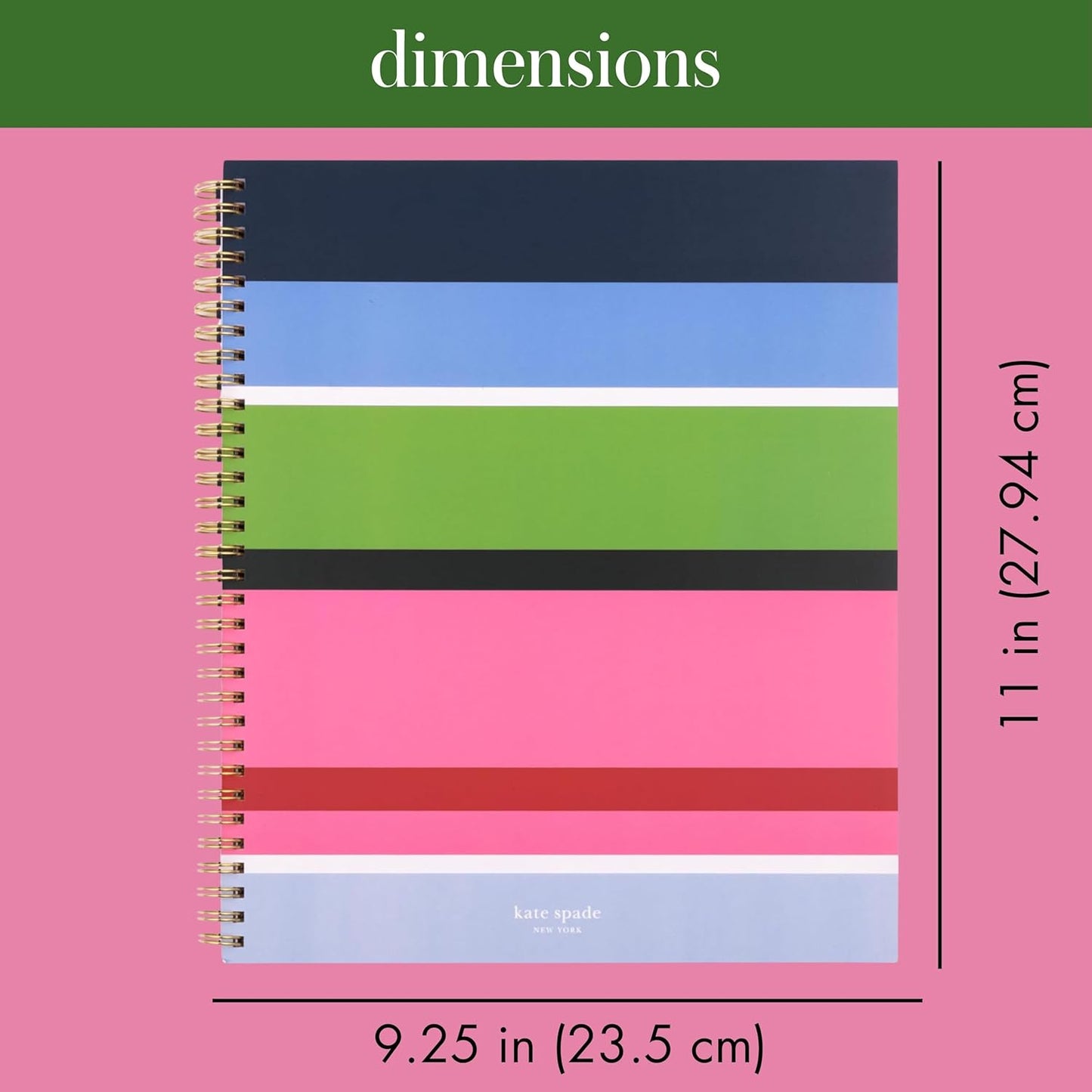 kate spade new york Large College Ruled Notebook, 11" x 9.5" Spiral Notebook with 160 Pages