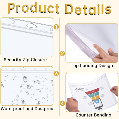AKONEGE 6PCS Hard Sheet Protectors 8.5" x 11" Waterproof Resealable Zip Paper Page Protectors Clear Rigid Plastic Sleeves for Photos Certificate, Heavy Duty Document Holder Wall Sign Holder, Vertical